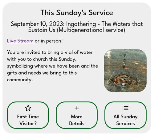 "This Sunday&#x27;s Service" section of the website