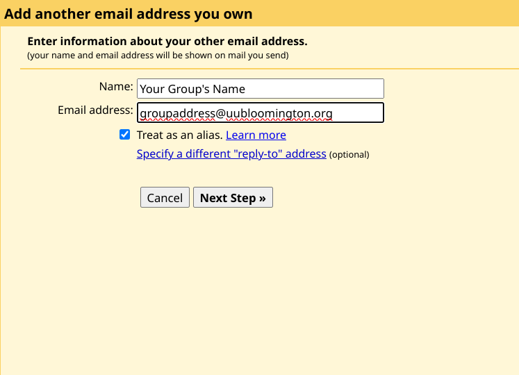 Configure Email Address
